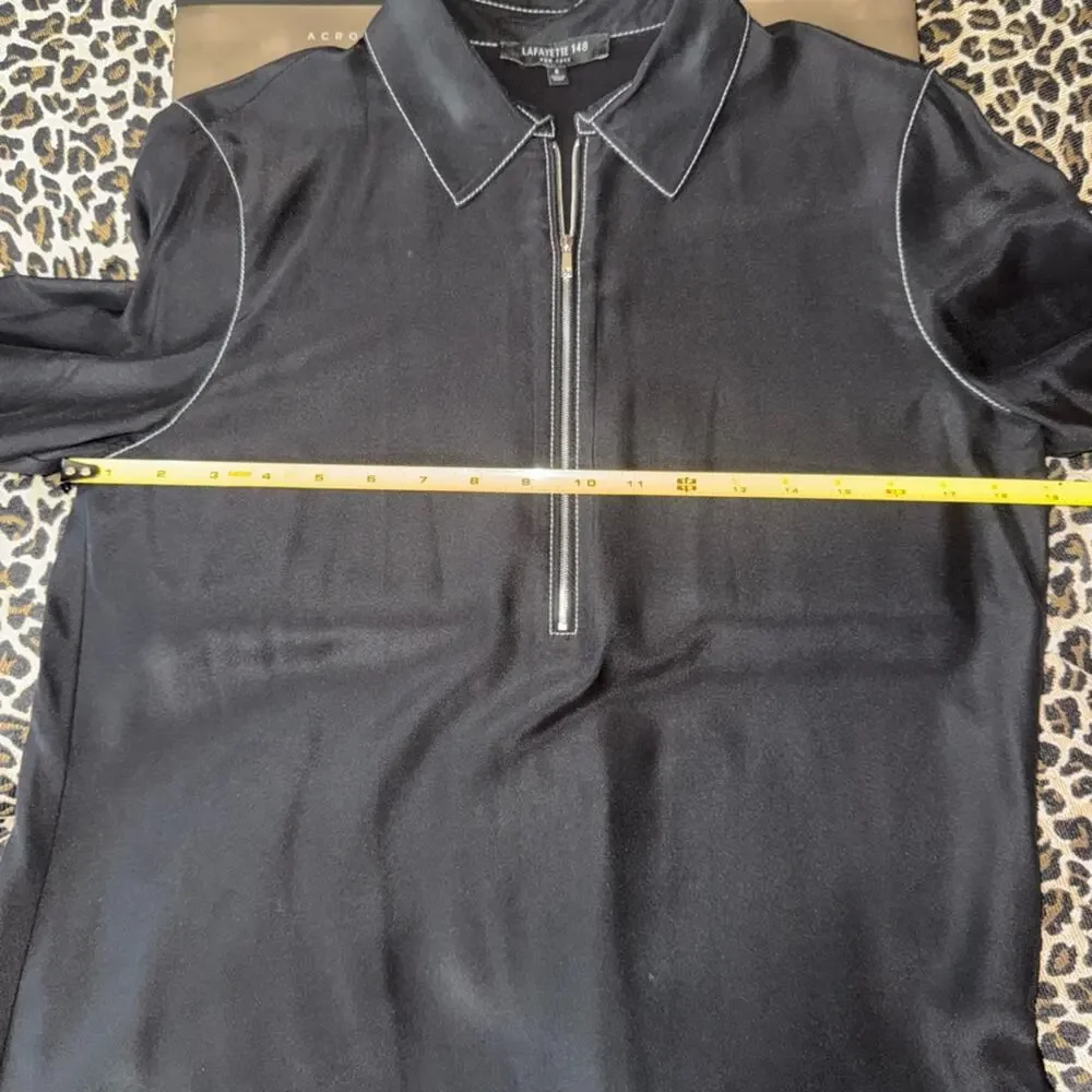 EUC: LAFAYETTE 148 New York Black Zip-Front Top (v) - Picture 10 of 11